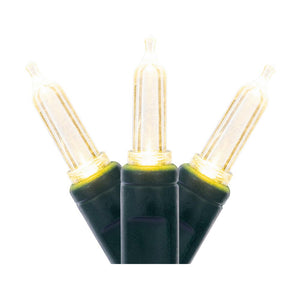 50-Light Frosted LED Warm White/Green Wire Italian Light Set, 6" Spacing