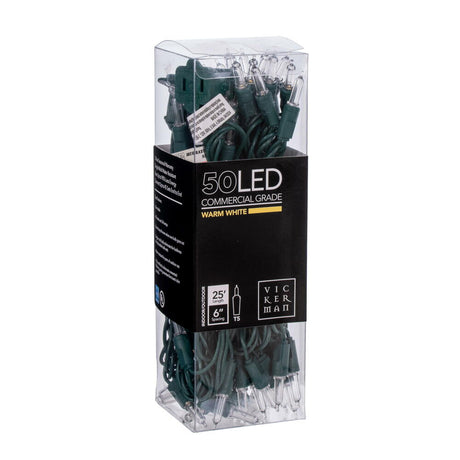 50-Light Frosted LED Warm White/Green Wire Italian Light Set, additional view