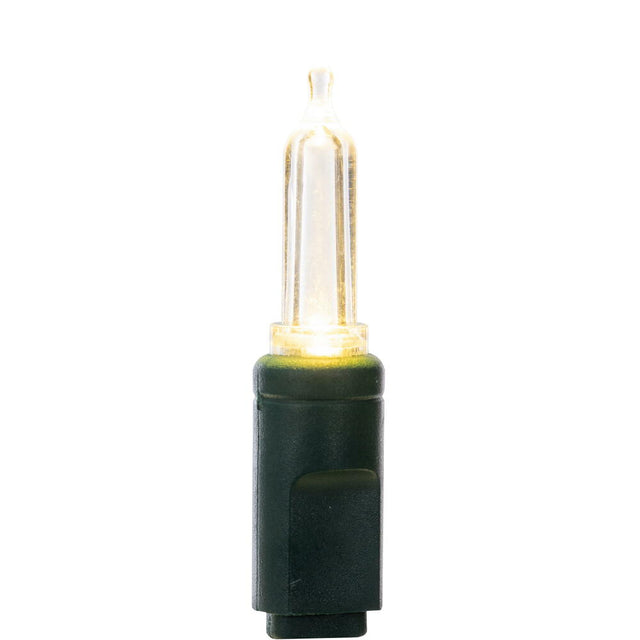 50-Light Frosted LED Warm White/Green Wire Italian Light Set, 6" Spacing