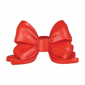 9.45" Red Resin Bow Taper Candle Holder