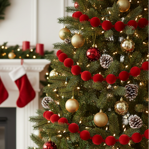 6' Red Velvet Styrofoam Ball Garland
