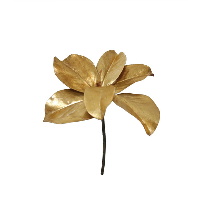 14" Gold Magnolia Leaf Pick