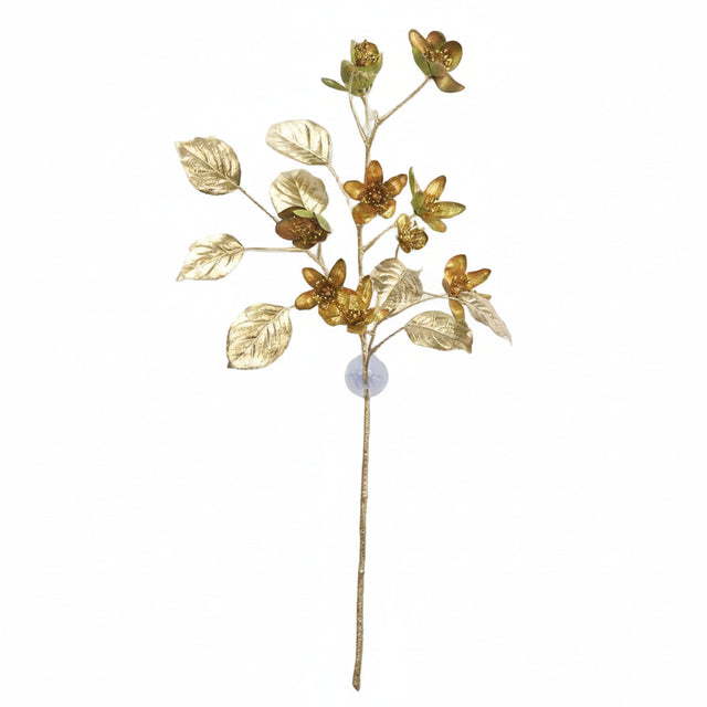 Metallic Clematis Spray, 28", Green/Gold