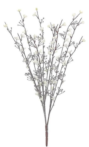 27" Silver & White Glitter Blossom Bush