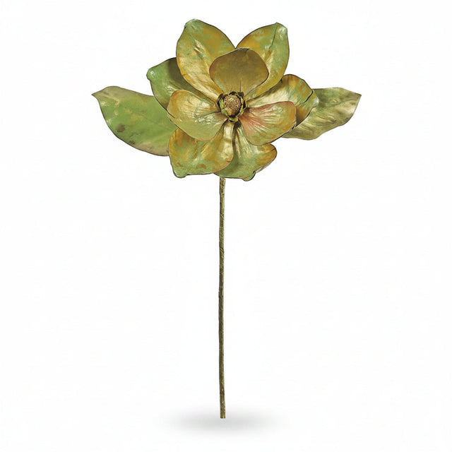 Metallic Magnolia With 2 Leaves, 23", Green