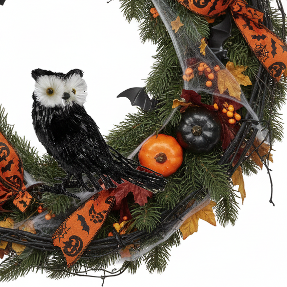 8" Black & White Fabric/Sequin Owl