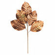 Decorative leaf branch with gold and bronze leaves on a white background
