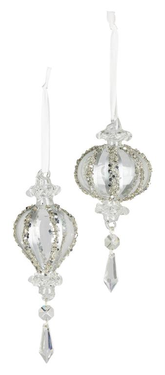 6.7" & 8" Clear Hanging Ornament with Sequins | 2 Styles Available