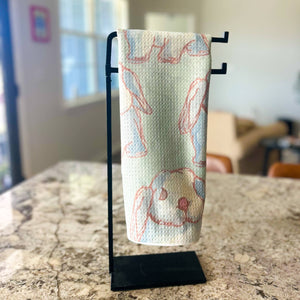 Watercolor Bunnies Tea Towel