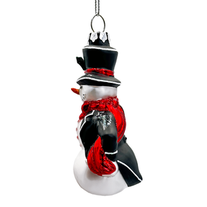 4.7" Dapper Gentleman Snowman Glass Christmas Ornament