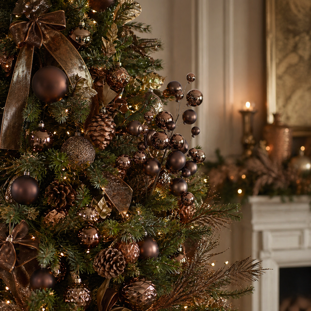30" Ball Ornament Spray Mocha | Champagne | Red | Green