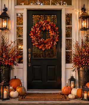 26" Orange Autumn Oak Leaf Wreath