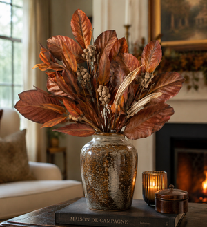 24" Brown Magnolia Leaf Spray