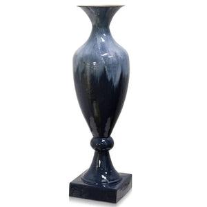27" Blue & White Mixed Hand-Painted Vase