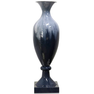 34" Blue & White Mixed Hand-Painted Vase