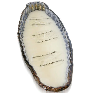 EBONY ART GLASS | Sculptural Hand blown Italian Art Glass Candle | Made in Italy | 28in w. X 4in ht.