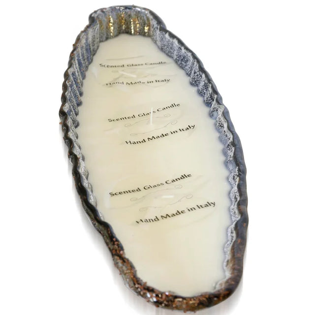 EBONY ART GLASS | Sculptural Hand blown Italian Art Glass Candle | Made in Italy | 28in w. X 4in ht.