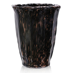 15" Ginerva Vase Opulent Amber and Black Swirled Italian Art Glass