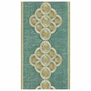 4" x 5 YDS Aqua Sheldon Velvet Trim Metallic Dupioni Ribbon