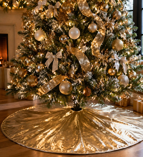 Gold Metallic Christmas Tree Skirt, additional view
