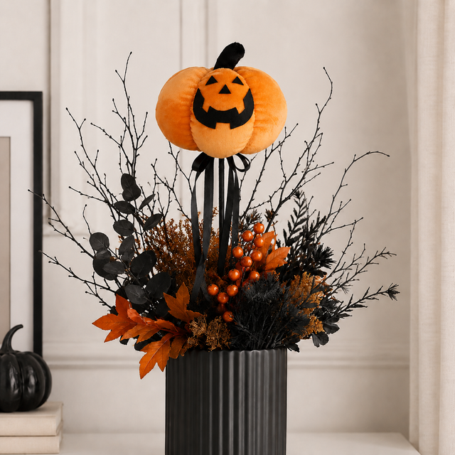 15" Jack-O-Lantern Pick with Bow