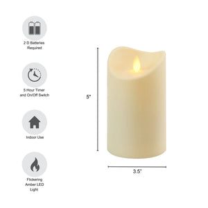 Battery-Operated 5" Pillar Candle with Moving Flame