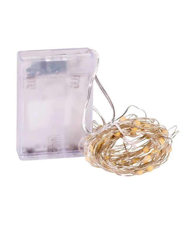 16.3' Battery Operated 50L Warm White Superbright LED Silver Wire Light Set