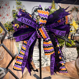 18" x 22" Bat to the Bone Hand-Tied Designer Halloween Bow