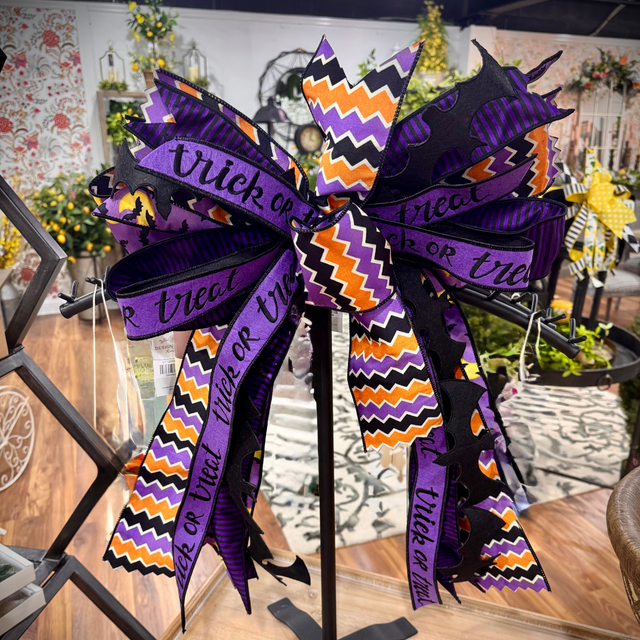 18" x 22" Bat to the Bone Hand-Tied Designer Halloween Bow