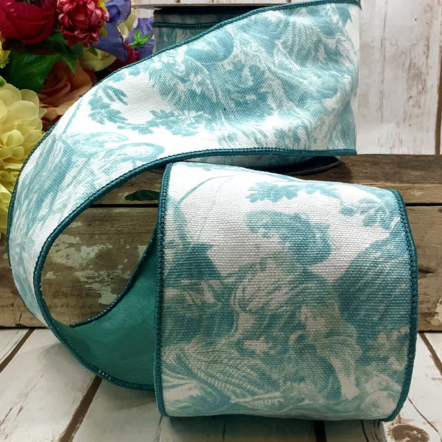 4"x10YD Bayeaux Toile Wired Ribbon