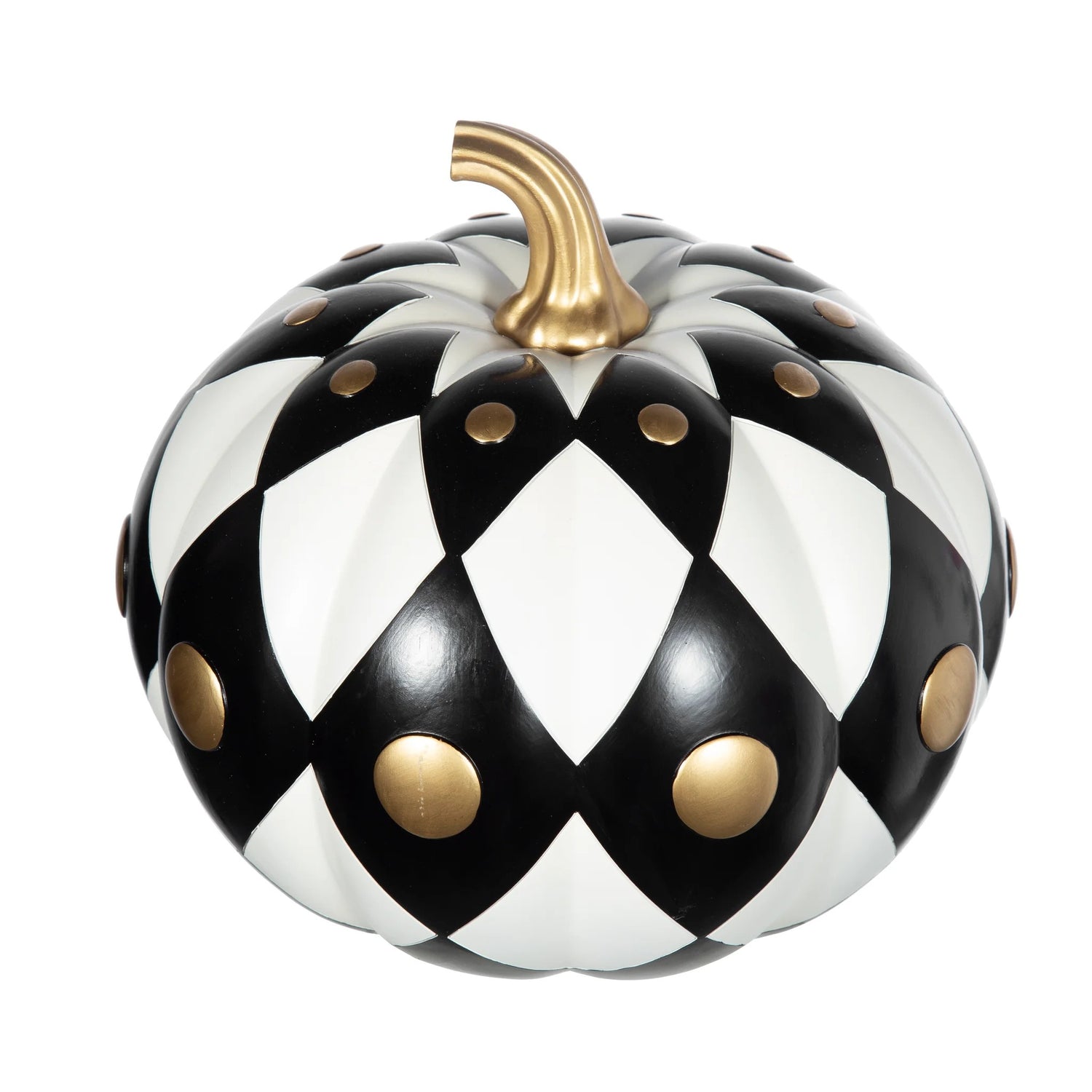 11.2" x 10.8" x 10.1" Black & White Harlequin Pumpkin