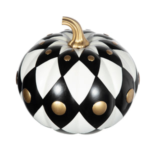 11.2" x 10.8" x 10.1" Black & White Harlequin Pumpkin