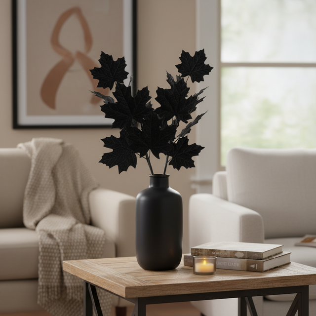 24" Black Velvet Maple Leaves Spray