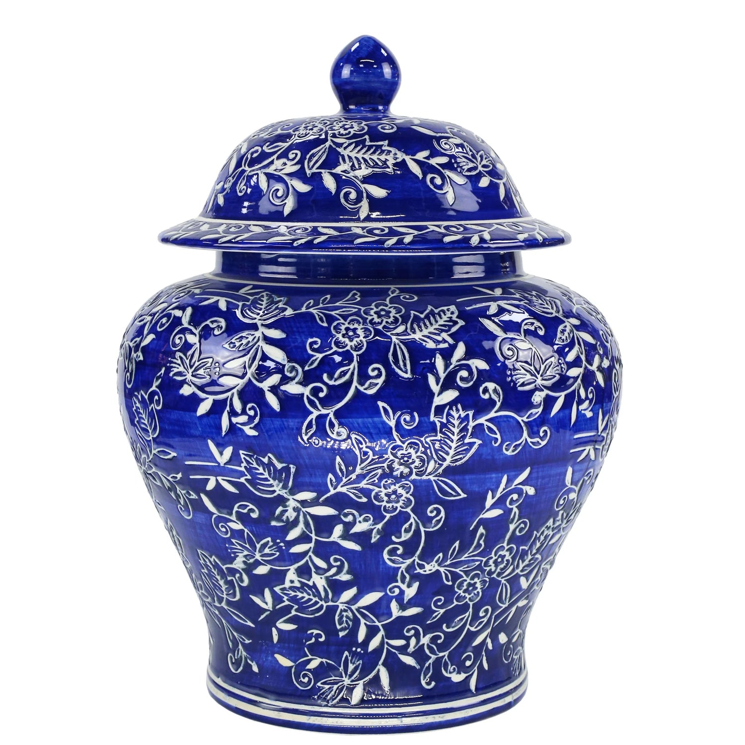 11.5" Floral Ginger Jar | Blue and White Chinoiserie