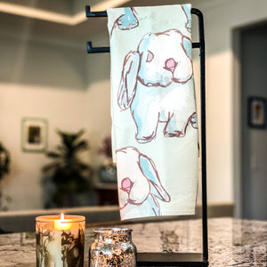 Watercolor Bunnies Tea Towel