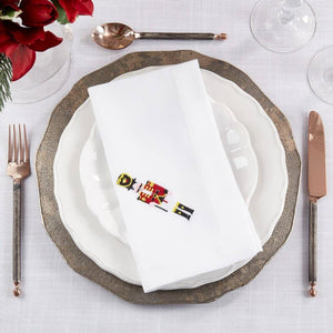 Embroidered Nutcracker White 20" Cloth Napkin