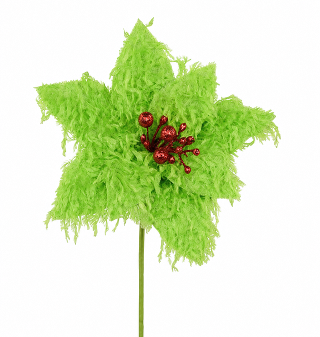 11" Furry Feather Fabric Poinsettia
