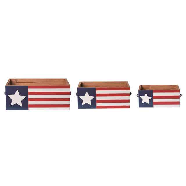 4th of July Patriotic Flag Containers Set of 3