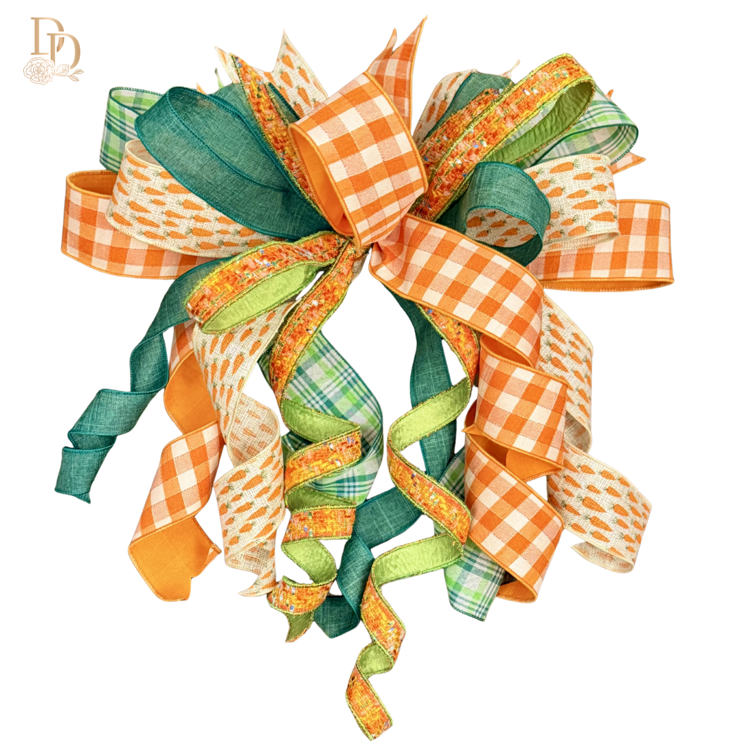 Carrot Patch Designer Bow for Easter | Two Sizes