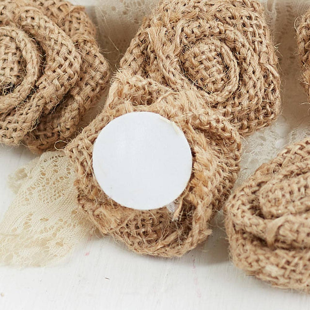 1.5" Burlap Rose Embellishments | Pack of 9