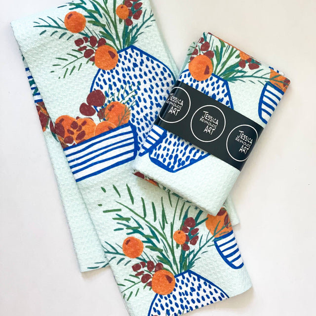Citrus And Sprigs Tea Towel