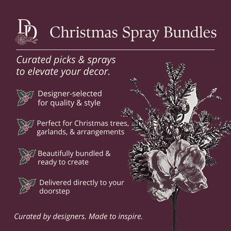 Christmas Spray Bundles card with an etched 20 inch snowy magnolia and berry pick, for trees and arrangements