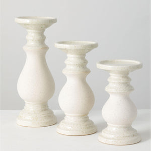 Ceramic Pillar Candle Holders | Set of 3
