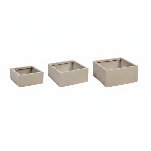 Beige Square Planters / Set of 3