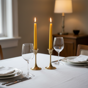 12" Pale Yellow Hanging Taper Candles Set of 2 | Unscented & Dripless