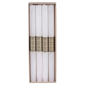12" White Wax Unscented Dripless Taper Candle | Dripless