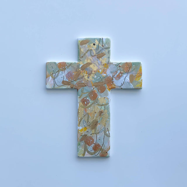 10" Hand Painted Cross | Easter Wall & Tray Decor