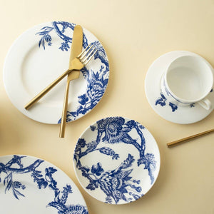 6.25" Blue & White Arcadia Canape Plates- Set of 4