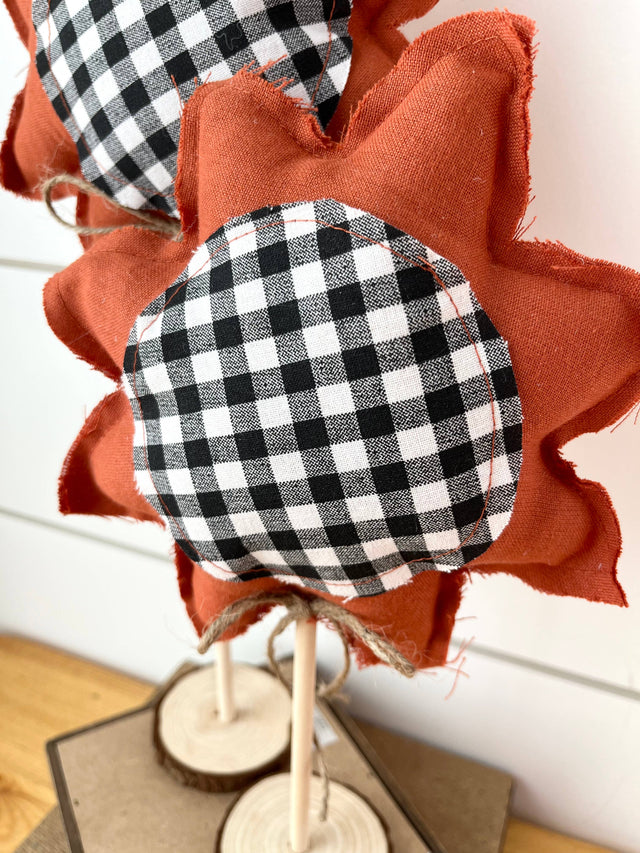 13"/10" Fall Sunflower Set of 2 | Rust, Black, White