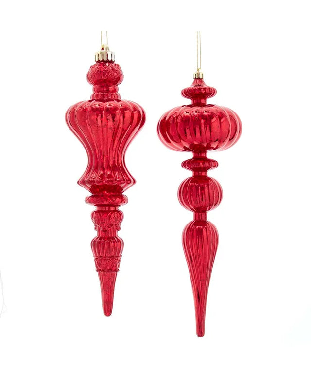 12" Red Distressed Finish Finial | Available in Two Styles